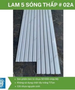 Tấm ốp tường nhựa lam 5 sóng thấp # 02A